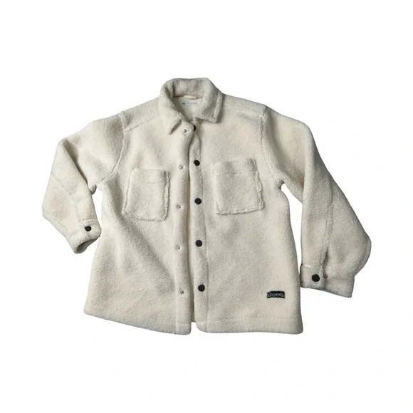 Zara Fleece Overshirt S-M Ecru White faux shearling shacket jacket coat shirt - Picture 1 of 6
